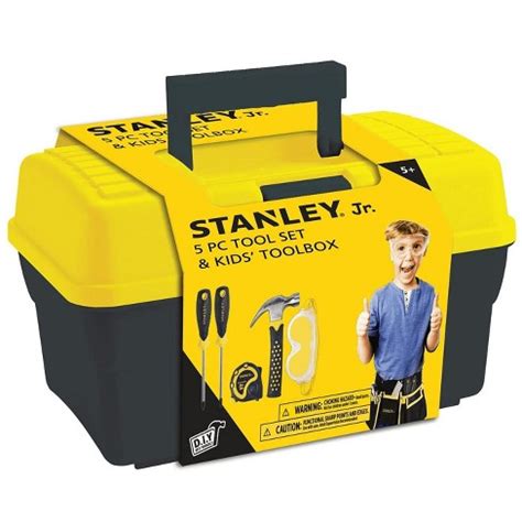 Red Tool Box Stanley Jr. 5 Piece Tool Set & Toolbox 